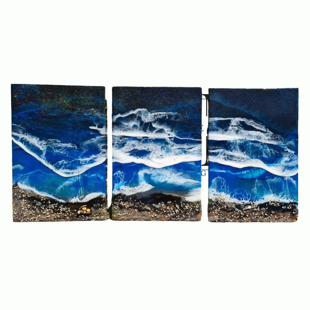 Waves On A Starry Night - Triptych Artworks