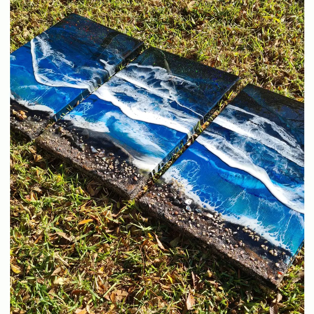 Waves On A Starry Night - Triptych Artworks